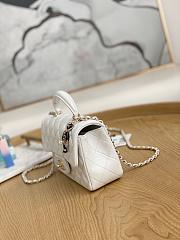 Chanel Top Handle Flap Bag White Lambskin Gold 20cm - 6