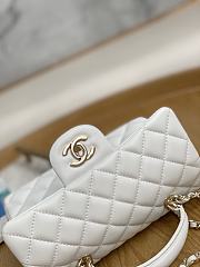 Chanel Top Handle Flap Bag White Lambskin Gold 20cm - 5
