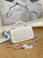 Chanel Top Handle Flap Bag White Lambskin Gold 20cm - 4