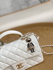 Chanel Top Handle Flap Bag White Lambskin Gold 20cm - 3