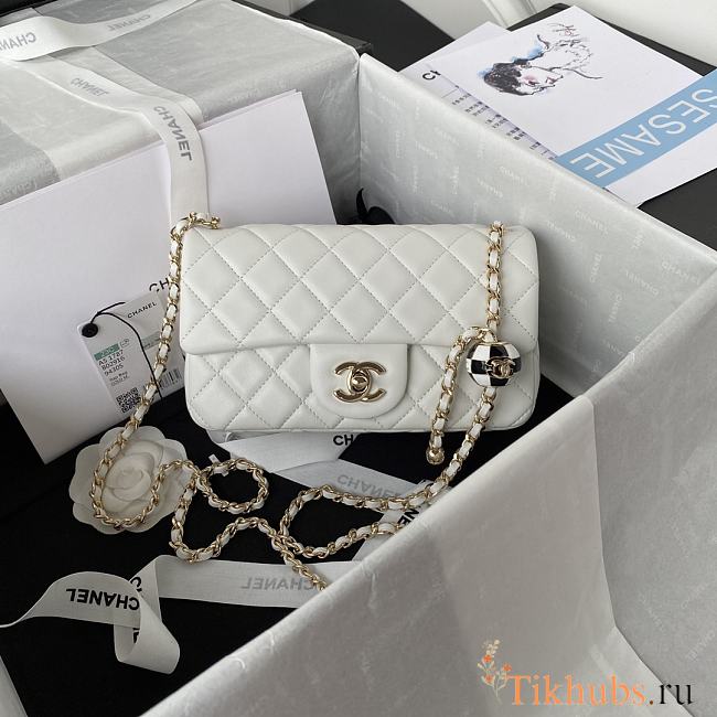 Chanel Flap Bag White Lambskin 20cm - 1