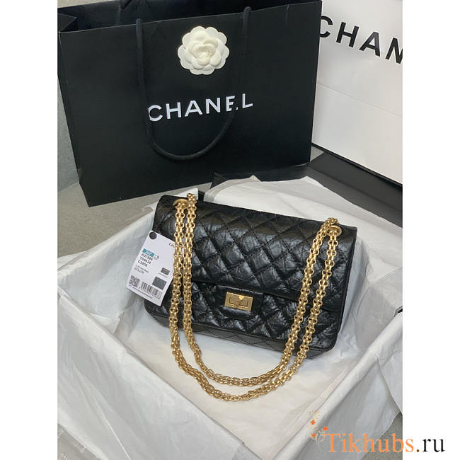 Chanel Hanbag Aged Calfskin & Gold-Tone Metal Black 24.5x9x27cm - 1