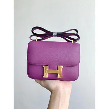 Hermes Constance Mini Gold Shoulder Bag Purple 19cm