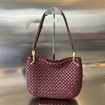 Bottega Veneta Small Clicker Shoulder Bag Red Wine 27x19x11.5cm