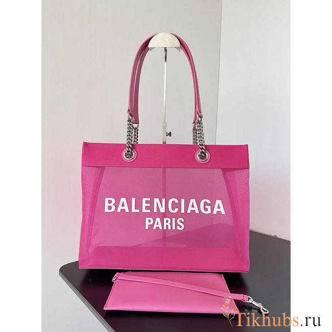 Balenciaga Duty Free Medium Mesh Tote Bag Fuchsia 35x18.8x13.9cm - 1