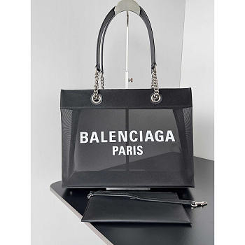 Balenciaga Duty Free Medium Mesh Tote Bag Black 35x18.8x13.9cm