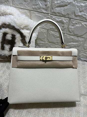 Hermes Kelly White Epsom Gold 25cm