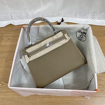 Hermes Kelly Gray Epsom Silver 25cm