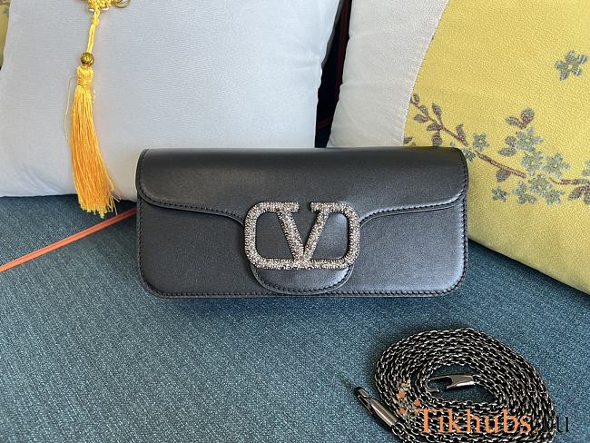 Valentino Loco Shoulder Bag With Jewel Logo Black 27x13x6cm - 1