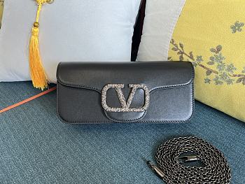 Valentino Loco Shoulder Bag With Jewel Logo Black 27x13x6cm