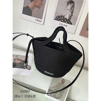 Balenciaga Ibiza Small Basket Bag Black 17x24x15cm