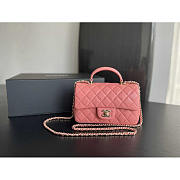 Chanel Flap Bag Top Handle Mini Pink Lambskin 20x13x9cm - 1