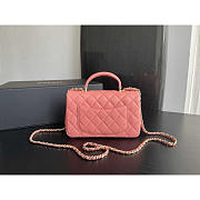 Chanel Flap Bag Top Handle Mini Pink Lambskin 20x13x9cm - 4