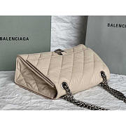 Balenciaga Crush Quilted Shoulder Bag Calfskin Beige 31x20x12cm - 2