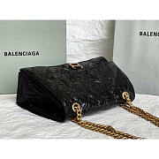 Balenciaga Crush Quilted Shoulder Bag Calfskin Black 31x20x12cm - 4