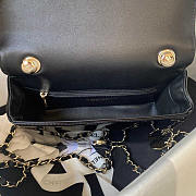 Chanel 2023 Patent Leather Camellia Catwalk Style Chain Bag Black 20cm - 3