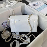 Chanel 2023 Patent Leather Camellia Catwalk Style Chain Bag White 20cm - 5