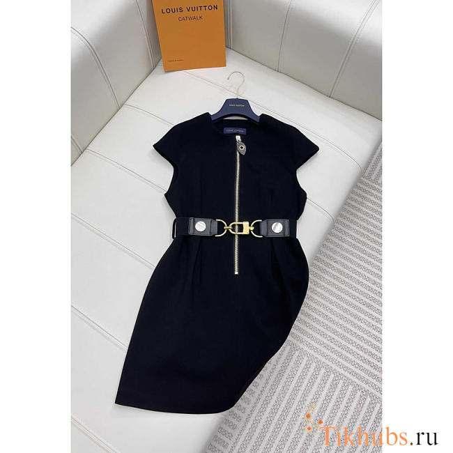 Louis Vuitton XXL Detail Cap Sleeve Dress Black - 1