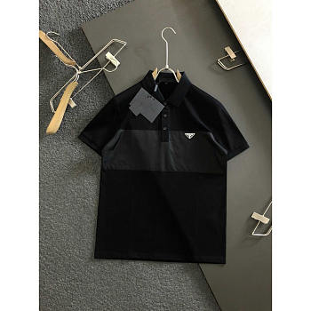 Prada Triangle Logo Panel Polo Shirt