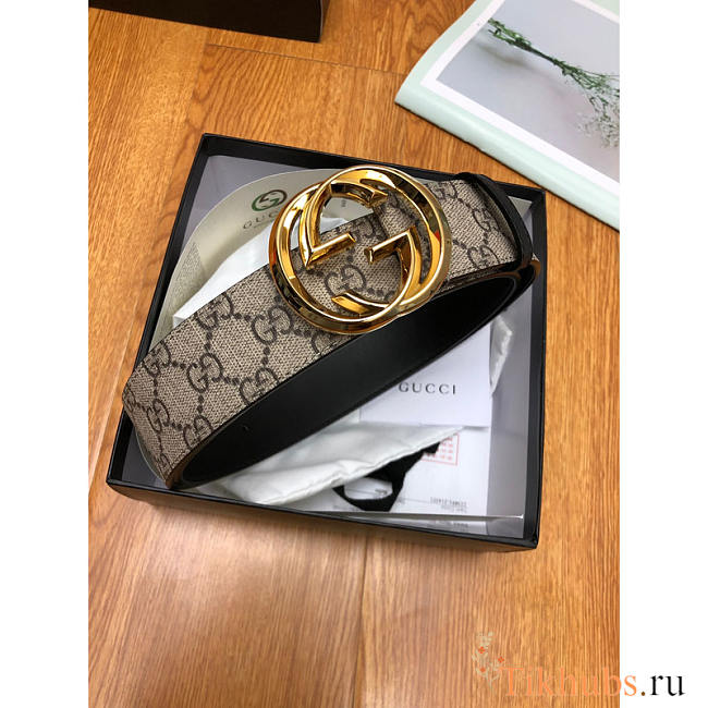 Gucci Interlocking Gold-Tone G Belt Gray 3.8cm - 1