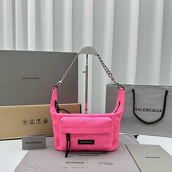 Balenciaga Raver Medium Nylon Shoulder Bag Bright Pink 24x18x8cm