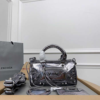 Balenciaga Le Cagole Mini Leather Duffel Bag Silver 19.8x14x11.9cm