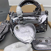 Balenciaga Le Cagole Mini Leather Duffel Bag Silver 19.8x14x11.9cm - 3