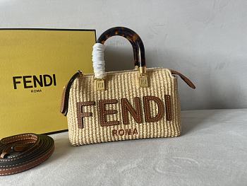 Fendi By The Way Mini Natural Straw Small Boston Bag 20.5x12x9cm