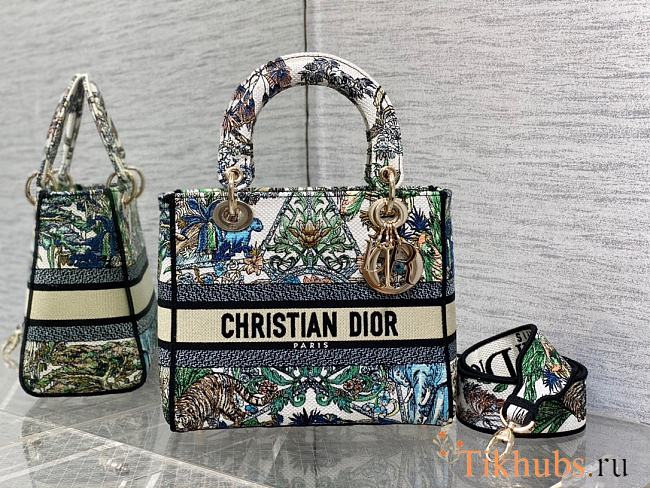 Dior Lady D-lite Bag White Multicolor Étoile 24cm - 1