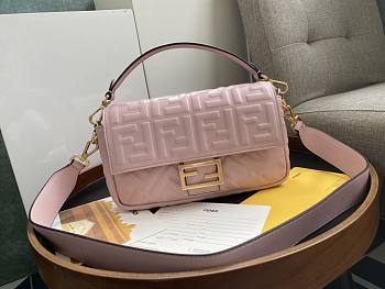 Fendi Baguette Pink Leather Bag 27cm