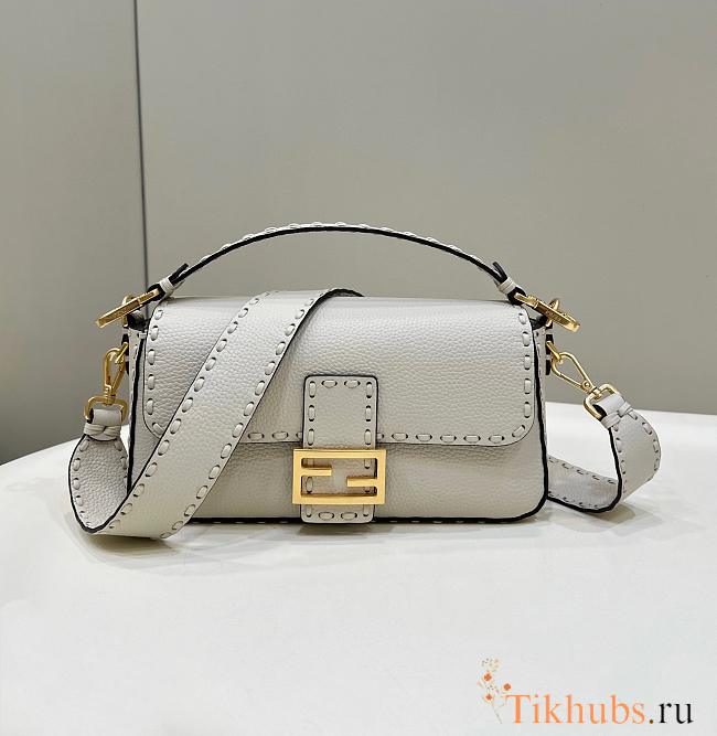 Fendi Baguette Camellia Selleria Bag White 27x15x6cm - 1