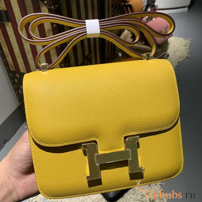 Hermes Mini Constance Epsom Leather Yellow Gold 19cm - 1