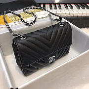 Chanel Mini Flap Bag Chevron Caviar Rectangular Black Silver 20cm - 4