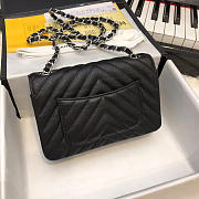 Chanel Mini Flap Bag Chevron Caviar Rectangular Black Silver 20cm - 3