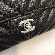 Chanel Mini Flap Bag Chevron Caviar Rectangular Black Silver 20cm - 2