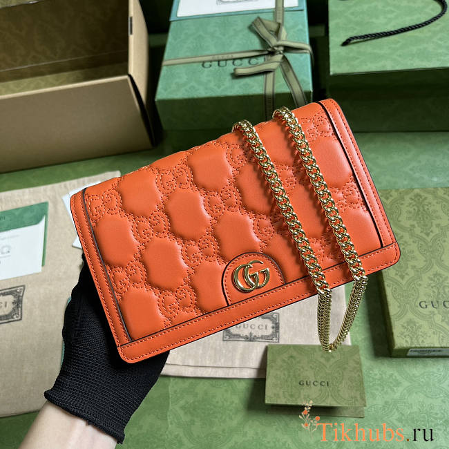 Gucci GG Matelasse Chain Wallet Orange 20x12.5x4cm - 1