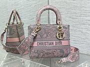 Dior Medium Lady D-Lite Bag Gray and Pink 24cm - 1