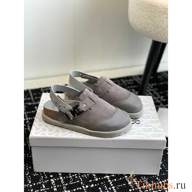 Dior x Birkenstock Tokio Mule Grey Nubuck Calfskin - 1