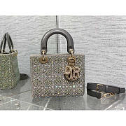 Dior Mini Lady Bag Gray Smooth Calfskin Satin Bead 20 x 17 x 8 cm - 1