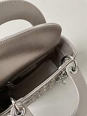 Dior Mini Lady Bag Gray Strass Cannage Satin 17x15x7cm - 6
