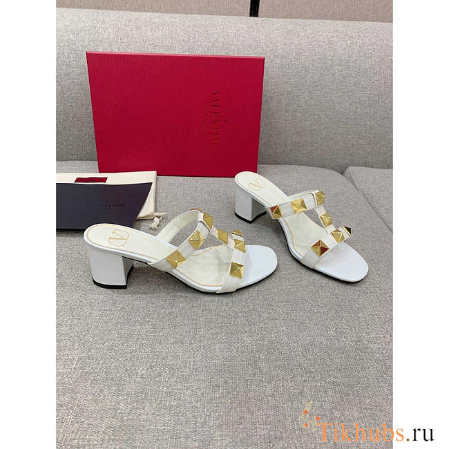 Valentino Roman Stud White Heel 6cm - 1