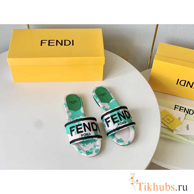 Fendi Green Canvas Sandals - 1