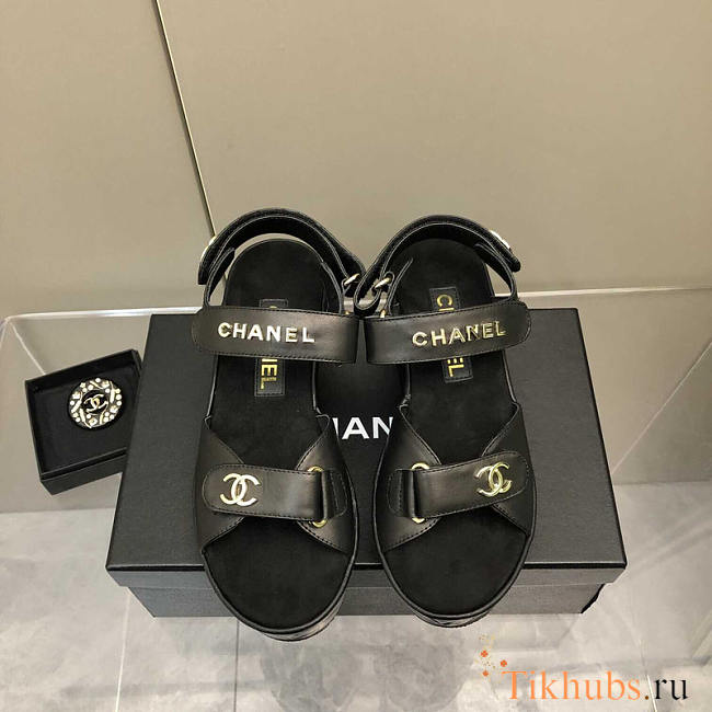 Chanel Leather Sandals Black - 1