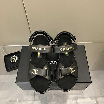 Chanel Leather Sandals Black