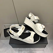 Chanel Leather Sandals White - 2