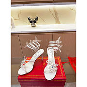 Rene Caovilla Leruy Diamante Butterfly Wrap Sandals White Heel 10cm - 1