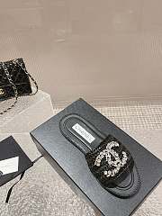 Chanel Black Rafia Crystal Mules Sandals - 4