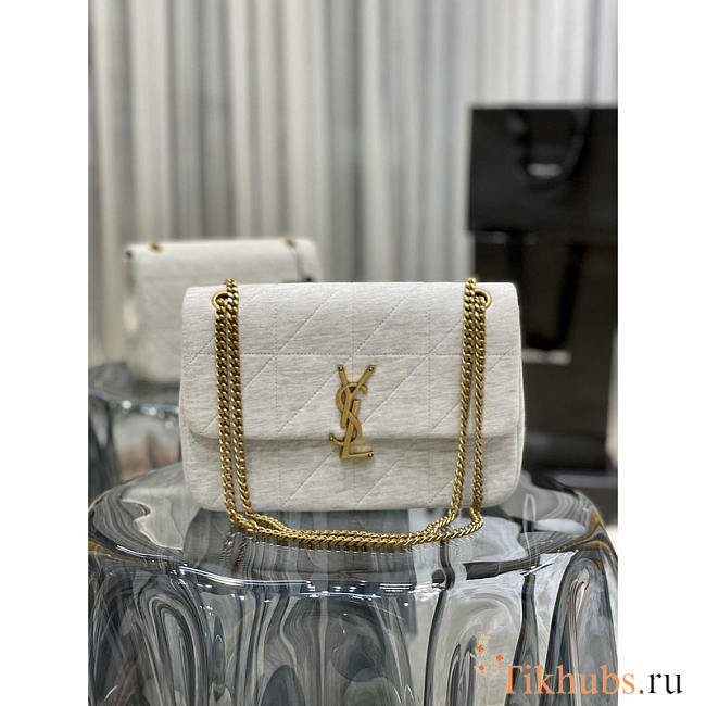 YSL Jamie Medium In Jersey White 24x15.5x16.5cm - 1