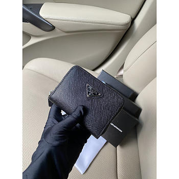 Prada Leather Zip Wallet Black 12x9x2.5cm