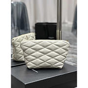 YSL Sade Pouch in Quilted Lambskin White 26x19x11cm - 6